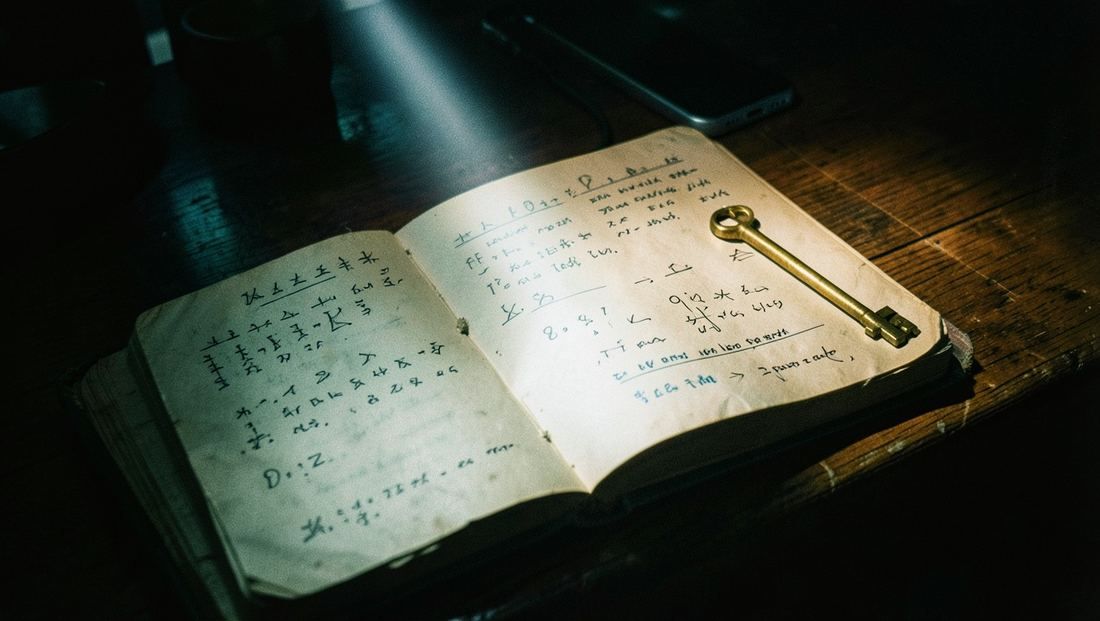 Il libro aperto su un tavolo di casa, accanto a una matita e a una torcia